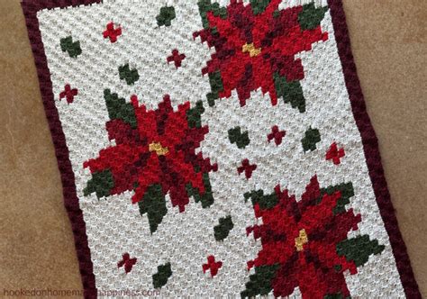 Christmas Poinsettia Blanket C2C Crochet Pattern - Hooked on Homemade Happiness