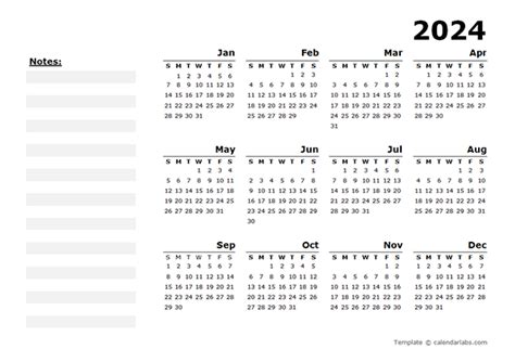 Word Templates Calendar 2024 - Yearly Calendar 2024