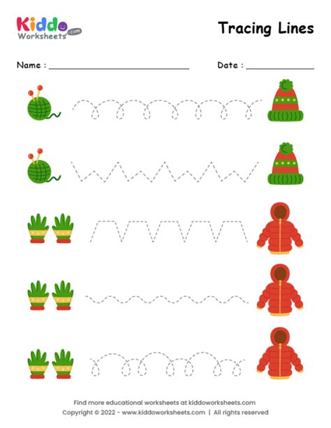 Free Printable Winter Tracing Lines Worksheet - kiddoworksheets