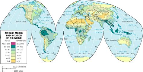 Map of average annual precipitation of the world. Maps of the world ...