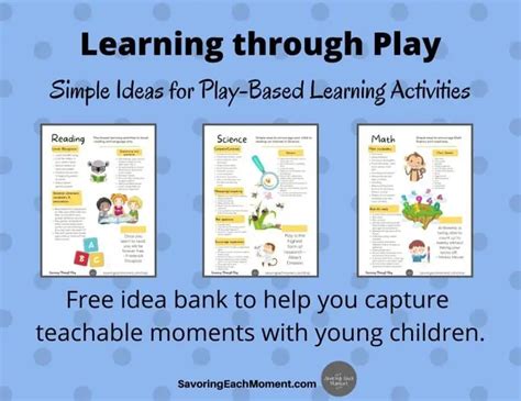 Learning Through Play - Play-Based Learning FREE Idea List - Savoring Each Moment