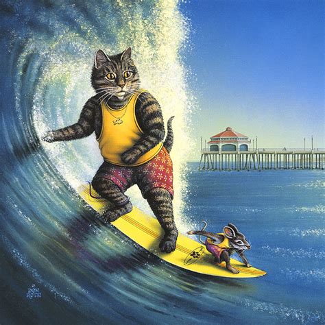 Kool-Kat Surfer" Painted by Don Roth. Prints available on web site. Surfer Painting, Cat ...