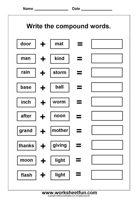 Free Printable Compound Word Worksheets - Printable Worksheets