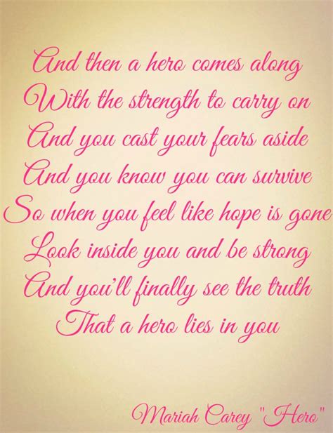 Mariah Carey "Hero" Lyrics | Mariah carey lyrics, Hero song lyrics, Mariah carey songs