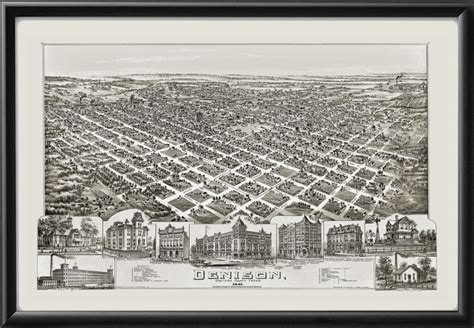 Denison TX 1891 Restored Map | Vintage City Maps