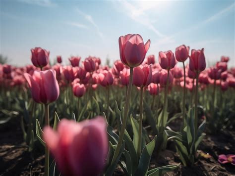 Premium AI Image | A tulip garden