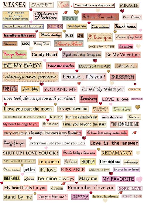 Digital Collage Sheet Love and Valentine's Words and | Etsy in 2021 | Scrapbook quotes ...