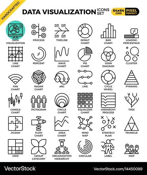 Data visualization icon set Royalty Free Vector Image