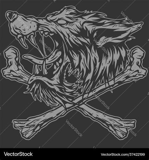 Wolf tribal tattoo design black white Royalty Free Vector