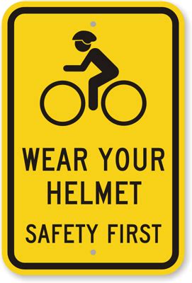 Wear Your Helmet Safety First Sign with Bicycle Graphic, SKU: K-8519