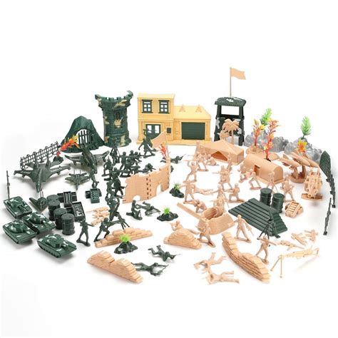 Buy Hautton 【130 Pieces】 Plastic Army Men, Toy Story Soldiers Bucket, Model Military Figures Set ...