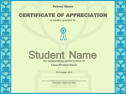 Certificate Of Appreciation for Student