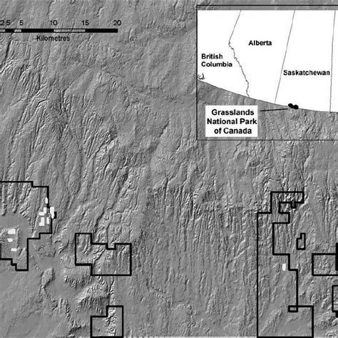 Location of Grasslands National Park. Solid lines show the current park... | Download Scientific ...