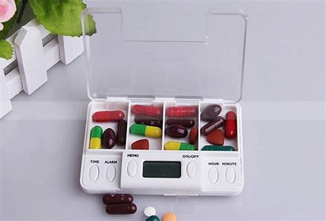 Pill Reminder Box Container 4 Slot Medicine Storage Dispenser For Old ...