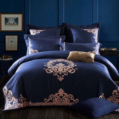 High end 60s Long staple cotton Luxury Jacquard Embroidery Bedding Sets 100% cotton Duvet Cover ...