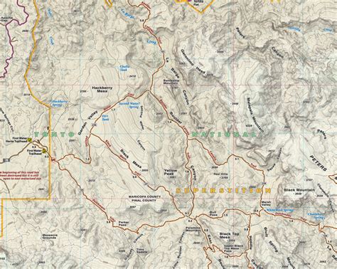 Superstition Mountains Hiking Trails Map - Vector U S Map