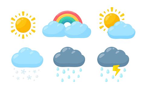 Weather icon set in cartoon style 1217367 Vector Art at Vecteezy