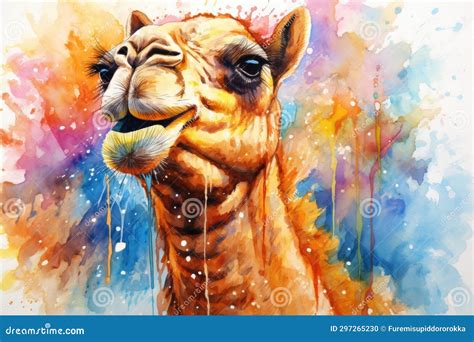 Watercolor Camel Watercolor Realistic Camel Desert Stock Illustration - Illustration of ...