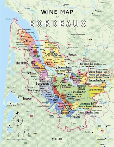 Wine Map of Bordeaux - De Long