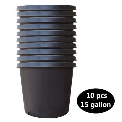 10-Pcs Black 15 Gallon Circular Seedling Pots Plastic Plant Pots Seedling Cups Nursery Pots ...