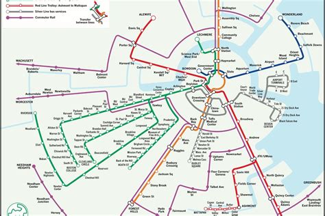 T Line Boston Map - Tourist Map Of English