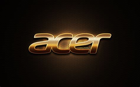 Indir duvar kağıdı Acer glitter logo, yaratıcı, metal ızgara arka plan, Acer logo, marka, Acer ...