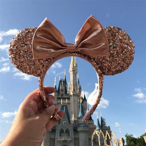 Disney Parks Minnie Mouse Rose Gold Sequined Ear Headband | Disney mickey ears, Rose gold minnie ...