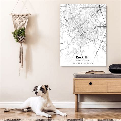 Map of Rock Hill Digital File, Modern City Map, Rock Hill Printable Map ...