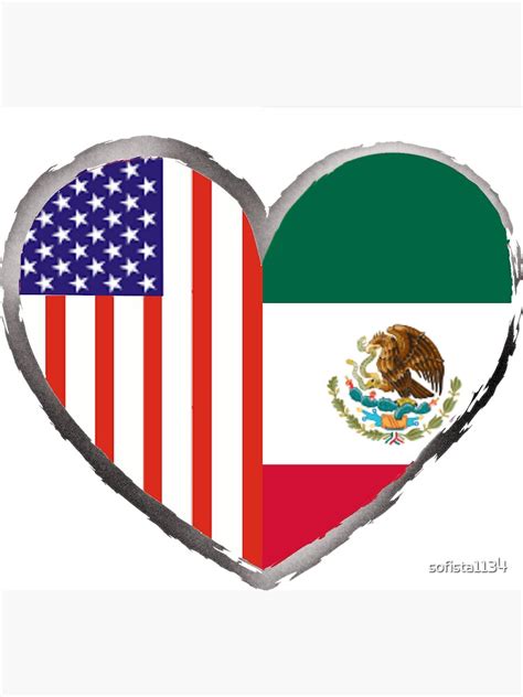 "Mexican-American Flag Heart" Sticker by sofista1134 | Redbubble