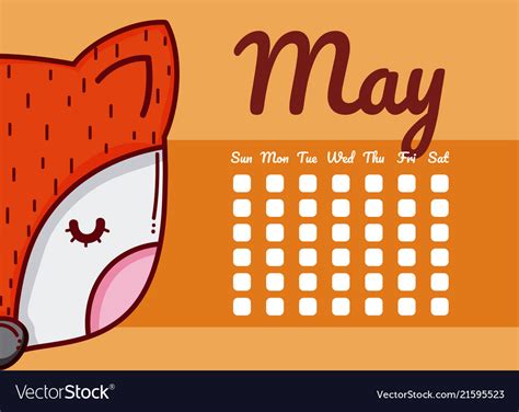 Cute calendar with animals Royalty Free Vector Image