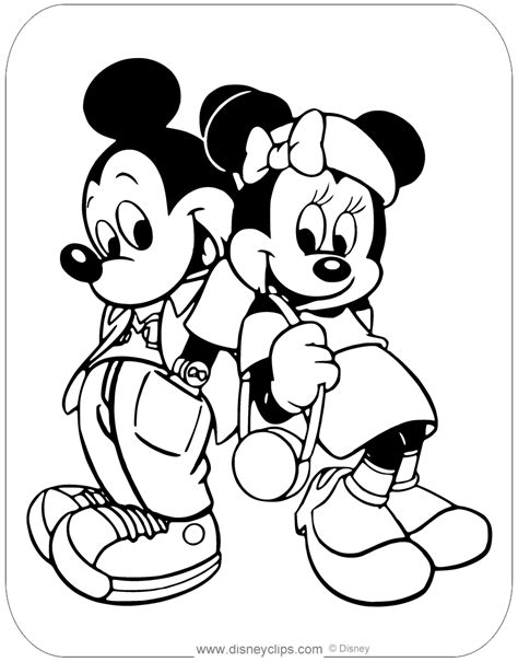 Mickey Mouse And Minnie Mouse Together Coloring Pages