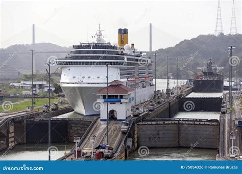 Panama Canal Locks stock photo. Image of places, central - 75054326