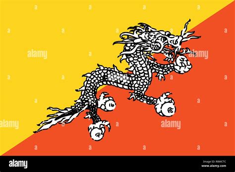 The national flag of Bhutan with dragon Stock Vector Image & Art - Alamy