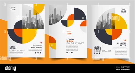 Flyer brochure design template business cover geometric theme circles yellow color - Vector ...