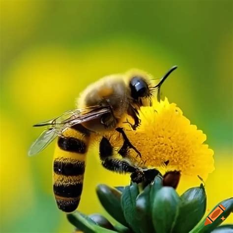 Bees collecting nectar from yellow flowers