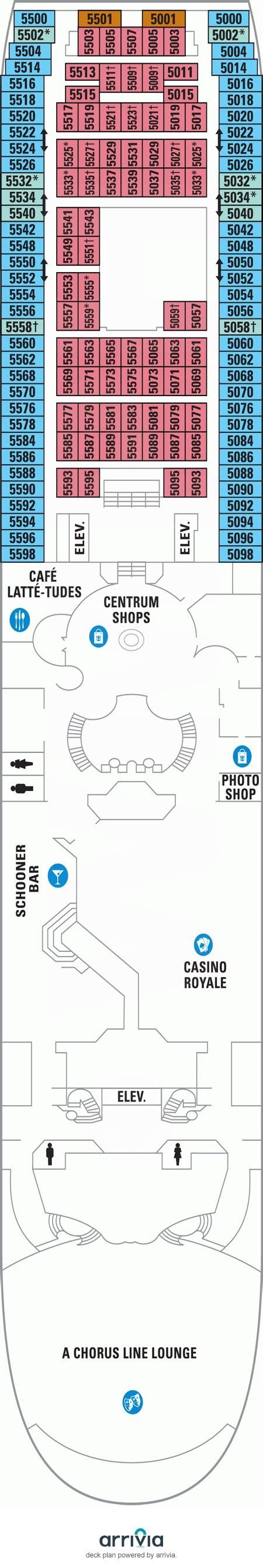 Majesty of the Seas Deck Plans | Deck 5 | What's on Deck 5 on Majesty of the Seas | CruiseCheap.com