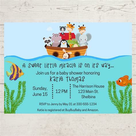 Noah's Ark Baby Shower Invitation Template Instant - Etsy