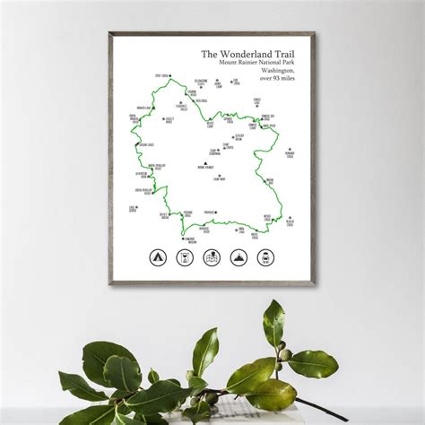 Wonderland Trail Map-wonderland Trail Hiking Map Print-mount - Etsy