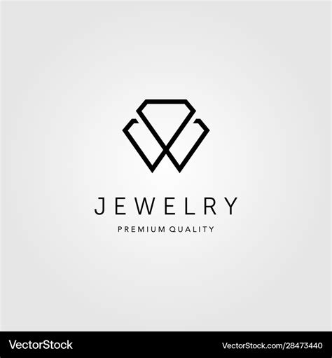 Line art diamond jewelry logo design Royalty Free Vector