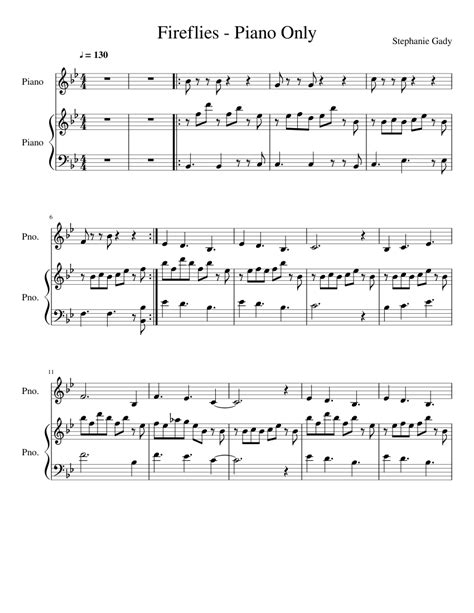 Fireflies - Piano only Sheet music for Piano (Piano Duo) | Musescore.com