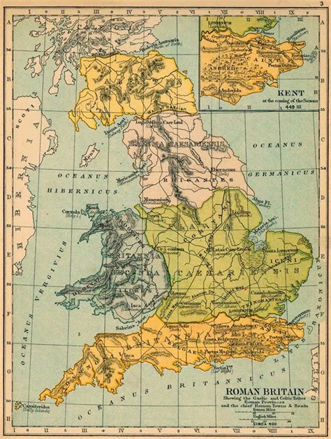 HISTORICAL MAPS: Britain Map 4th Century - Britain 1600 Years Ago