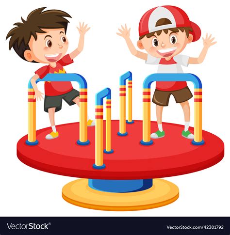 Children roundabout playground cartoon Royalty Free Vector