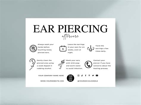 Editable Ear Piercing Aftercare Templates that are INSTANTLY ...