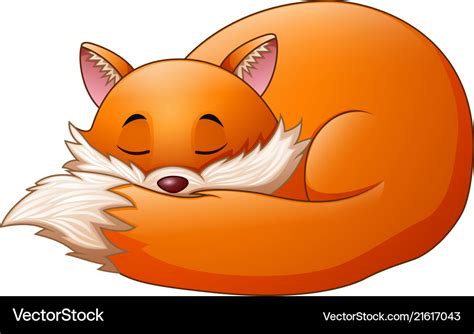 Cute fox cartoon sleeps Royalty Free Vector Image