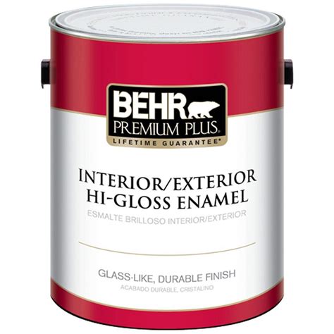 BEHR Premium Plus 1 gal. Ultra Pure White Hi-Gloss Enamel Interior/Exterior Paint-805001 - The ...