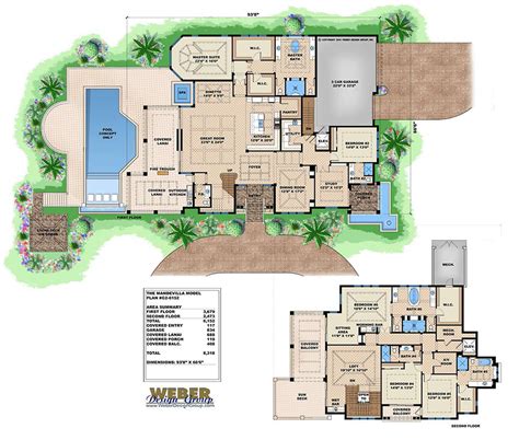 Caribbean House Plan: Contemporary Luxury Beach Home Floor Plan