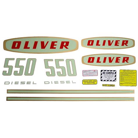 Decal Set For Oliver 550 Diesel. -- Oliver Parts for Tractors