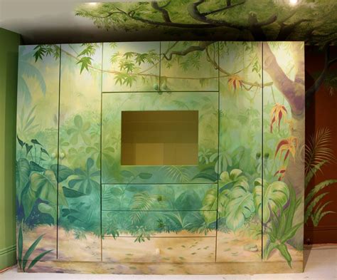 jungle mural wardrobe | Jungle mural, Painted wardrobe, Red interior design