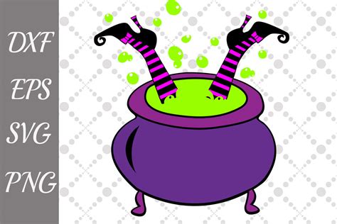 Halloween Sv,WITCH IN CAULDRON, Witch Cauldron Svg,Vector Cut Files By PrettyDesignStudio ...