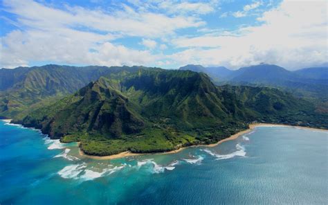 nature, Landscape, Island, Aerial View, Mountain, Kauai, Beach, Sea, Clouds Wallpapers HD ...